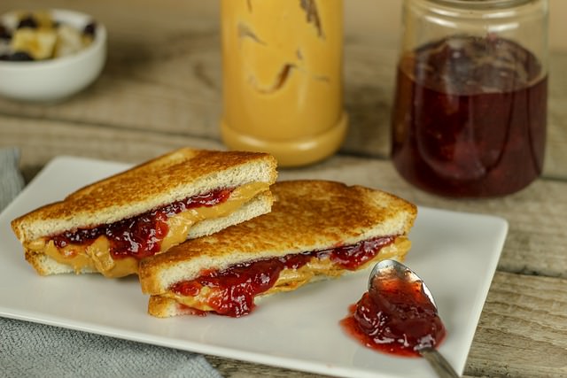 toasted peanut butter and jelly sandwich
