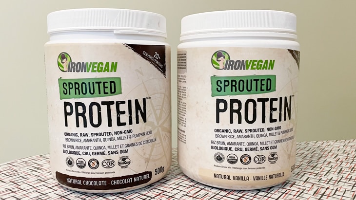 2 flavors of iron vegan sprouted protein