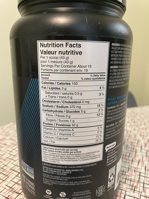 Vega Sport Protein ingredients