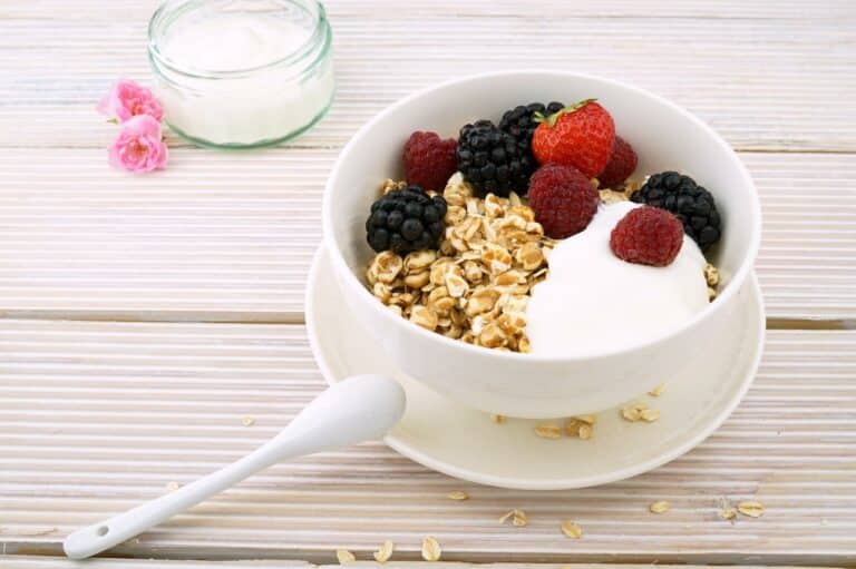 Is casein vegan? Yogurt bowl is granola and berries.